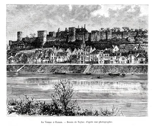 Chinon y el río Vienne, Francia, siglo XIX
