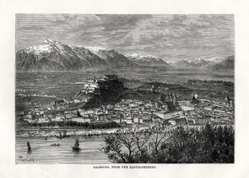 Salzburgo, desde el Kapuzinerberg, Austria, siglo XIX