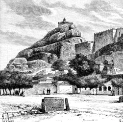 El Templo de la Roca Fort de Tiruchirapalli, India, 1895