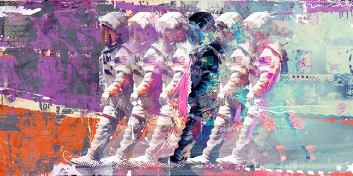 Astronauta Moonwalk, 2014 (técnica mixta sobre lienzo)