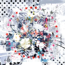 Tarde estrellada, 2015 (Collage sobre lienzo)