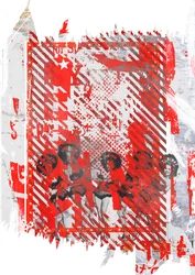 Tracy y sus amigos, 2015 (Collage sobre lienzo)