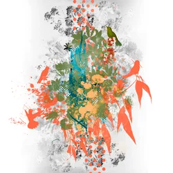 Árbol de pájaros, 2016 (Collage sobre lienzo)