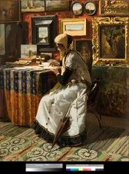 No puedo esperar o la carta Pintura de Telemaco Signorini (1835-1901) 1867 Colección particular