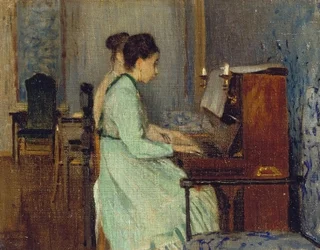 Lección de piano, c.1868 (óleo sobre lienzo)