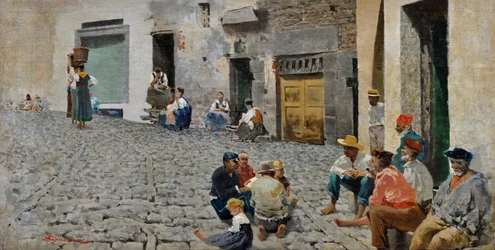 Marineros en Riomaggiore, c.1892-93 (óleo sobre lienzo)