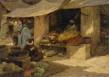 Mercado de frutas, Tánger (óleo sobre lienzo)