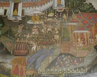 Detalle de la ciudad de Phitsanulok, Wat Bowonniwet Vihara, Bangkok
