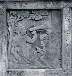 Uno de una serie de relieves que representan el Ramakien (Ramayana)