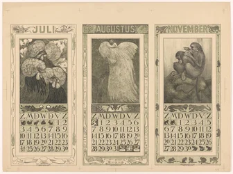 Calendarios de julio, agosto y noviembre de 1910