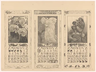 Calendarios de julio, agosto y noviembre de 1910