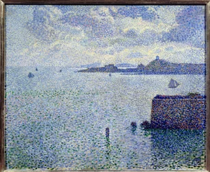 Veleros y estuario. Pintura de Théo van Rysselberghe (1862-1926)