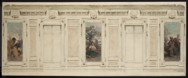 Boceto para la sala de matrimonios del ayuntamiento de Courbevoie: zapatero, maternidad, educación