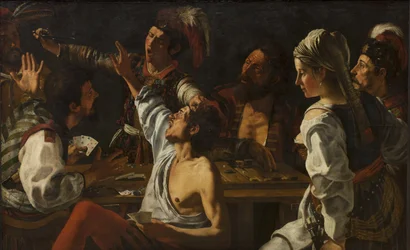 Jugadores de cartas y backgammon. Pelea por las cartas