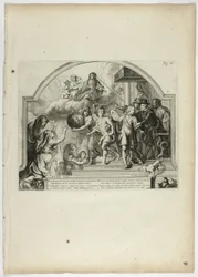 Felipe IV nombrando al príncipe Fernando gobernador de los Países Bajos, lámina 25 de Casperius Gevartius, Pompa Introitus Honori Serenissimi Principis Ferdinandi