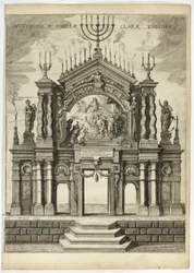 Escenario en memoria de Isabella Clara Eugenia, lámina 24 de Casperius Gevartius, Pompa Introitus Honori Serenissimi Principis Ferdinandi (Entrada triunfal del Serenísimo y Honorable Cardenal-Infante Fernando)
