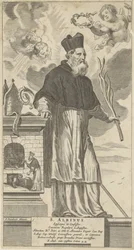 H. Albinus van Angers San Albino. Obispo y Confesor (título sobre el objeto)