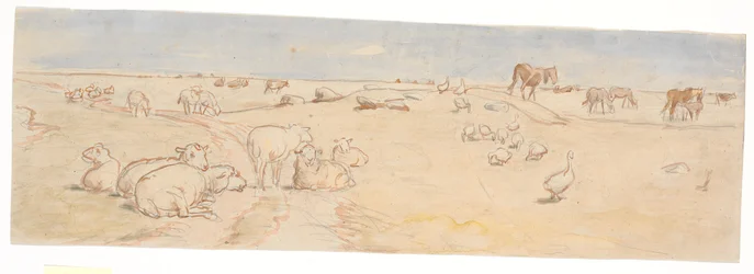 Ovejas y Gansos en Saltholm (boceto para decoración de ponchera)