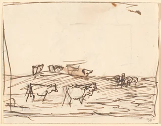 Boceto de paisaje con vacas