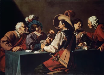 Jugadores de cartas, por Theodor Rombouts, óleo sobre lienzo. Flandes