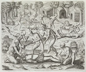 Caníbales en Darién, Panamá, capturando españoles, de 