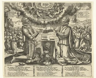 Guillermo de Orange y Carlota de Borbón arrodillados en el paisaje