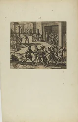 (Jacobus Almagrus a Ferdinando Pizarro Invincula Coniicitur in Carcere....) (del libro, Americae, sexta parte)