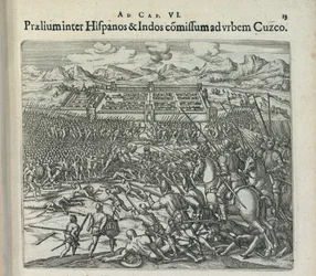 Batalla entre los españoles y los indios en las puertas de Cuzco, 1596