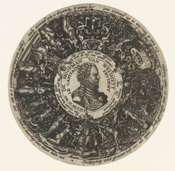 Medallón con el busto del Capitán de la Sabiduría, Theodor de Bry, ca. 1577 - ca. 1578