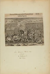 Outina Gallorum Auxilio Potanou Suum Hostem Superat. XIII. (del libro, Americae, segunda parte)