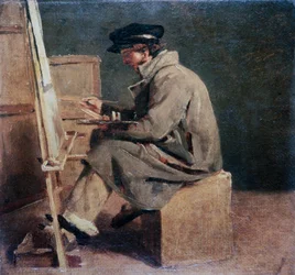 Joven artista en su caballete