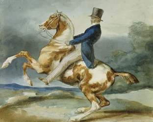 Un jinete y su caballo encabritado