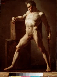 Academia. Estudio académico de cuerpo desnudo. Pintura de Jean Louis Théodore Géricault (1808-1812). Ruan, Museo de Bellas Artes