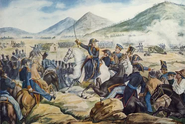 General argentino José de San Martín (1778-1850) en la Batalla de Chacabuco, 12 de febrero