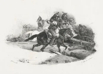 Coraceros cargando contra una batería de artillería (Cuirassiers Charging An Artillery Battery)