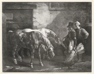 Dos caballos de posta en la puerta de un establo (Two Post-Horses at a Stable Door)