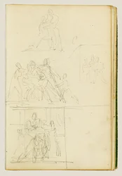 Cuatro estudios compositivos para un grupo de figuras