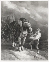 Un niño dando avena a un caballo atado (A Boy Giving Oats to a Hitched Horse)