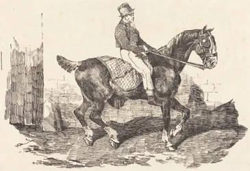 Palefreno montado en un caballo de carruaje (Cheval de carrosse monte par un palfrenier)