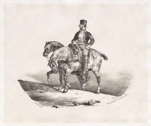 Cartero o dos caballos enjaezados