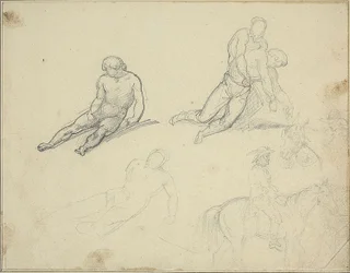 Bocetos: Desnudo recostado, Hombre sosteniendo el cuerpo de
