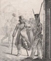 El centinela suizo en el Louvre, 1819