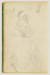 Tres estudios compositivos de un grupo de figuras