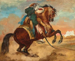 Turco Montado en Caballo de Color Castaño