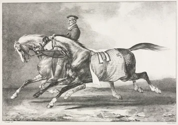 Dos caballos moteados ejercitándose, 1822