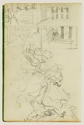 Dos estudios compositivos de una caza de leones
