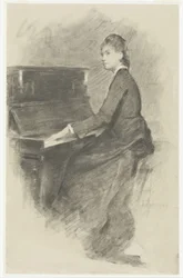 En el piano, ca. 1887