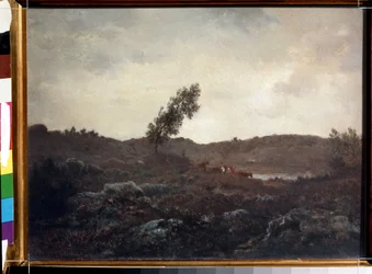 Vista de Barbizon (Vista de Barbizon). Pintura de Theodore Rousseau (1812-1867). Óleo sobre tabla, 24 x 32 cm, finales de 1840. Escuela Francesa de Barbizon. Museo Pushkin de Bellas Artes, Moscú.
