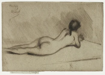 Estudio del desnudo de una niña acostada