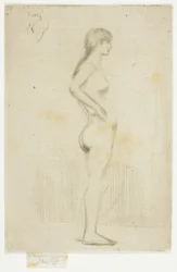 Estudio de una niña desnuda de pie